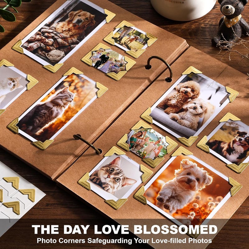 Chiallco 360 Pcs Photo Corners for Scrapbooking, Gold Photo Corner Stickers, Acid Free Picture Corners Self-Adhesive for Scrapbooking, Photo Corners for DIY Scrapbook, Photo Album, Memory Books, Diary - Image 4